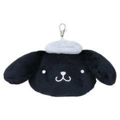 Japan Sanrio Face Pass Case Coin Case with Reel - Pompompurin : Monochrome
