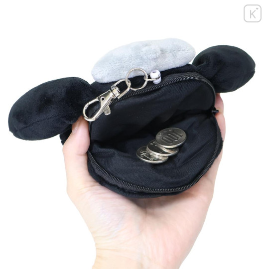 Japan Sanrio Face Pass Case Coin Case with Reel - Pompompurin : Monochrome - 3