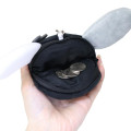 Japan Sanrio Face Pass Case Coin Case with Reel - Usahana : Monochrome - 3