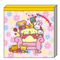 Japan Sanrio Square Memo - Pompompurin : Friends Flower Pink Crown - 1