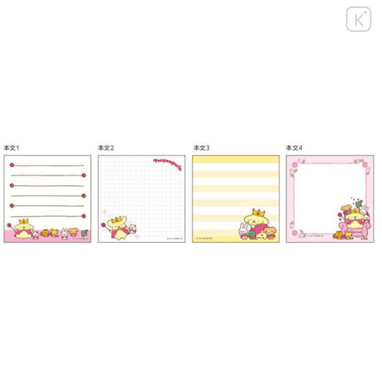 Japan Sanrio Square Memo - Pompompurin : Friends Flower Pink Crown - 2