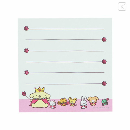 Japan Sanrio Square Memo - Pompompurin : Friends Flower Pink Crown - 4