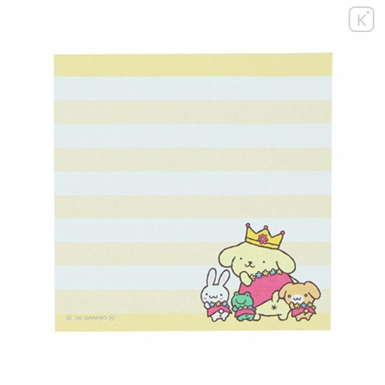 Japan Sanrio Square Memo - Pompompurin : Friends Flower Pink Crown - 6