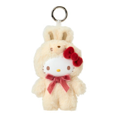 Japan Sanrio Plush Mascot Keychain - Hello Kitty : Fine Face Mini Latte Bunny