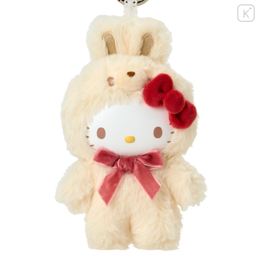 Japan Sanrio Plush Mascot Keychain - Hello Kitty : Fine Face Mini Latte Bunny - 2