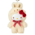 Japan Sanrio Plush Mascot Keychain - Hello Kitty : Fine Face Mini Latte Bunny - 2