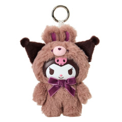 Japan Sanrio Plush Mascot Keychain - Kuromi: Fine Face Mini Latte Bunny