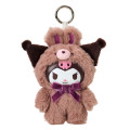 Japan Sanrio Plush Mascot Keychain - Kuromi: Fine Face Mini Latte Bunny - 1
