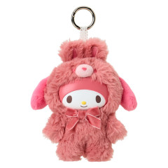 Japan Sanrio Plush Mascot Keychain - My Melody: Fine Face Mini Latte Bunny