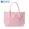 Japan Sanrio Rootote Deli Tote Bag - Hello Kitty : Ruful Face Light Pink - 1