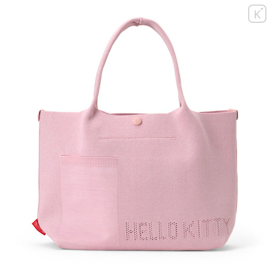 Japan Sanrio Rootote Deli Tote Bag - Hello Kitty : Ruful Face Light Pink - 2