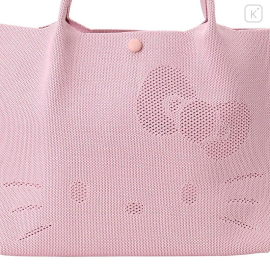 Japan Sanrio Rootote Deli Tote Bag - Hello Kitty : Ruful Face Light Pink - 4