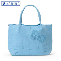 Japan Sanrio Rootote Deli Tote Bag - Hello Kitty : Ruful Face Light Blue
