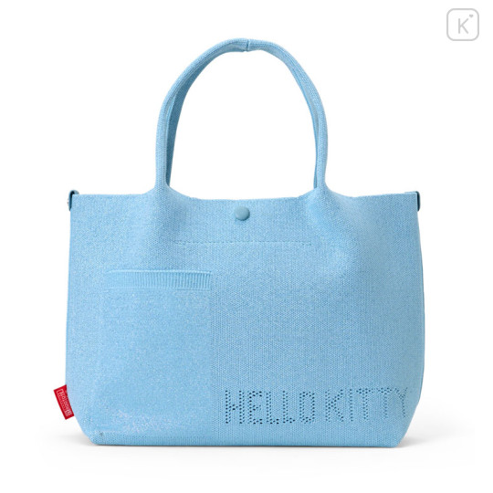 Japan Sanrio Rootote Deli Tote Bag - Hello Kitty : Ruful Face Light Blue - 2
