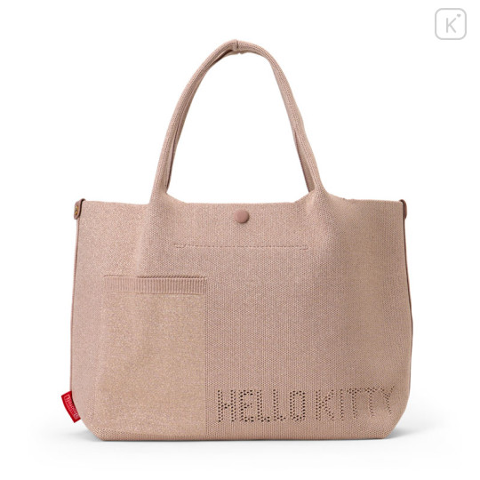Japan Sanrio Rootote Deli Tote Bag - Hello Kitty : Ruful Face Beige - 2