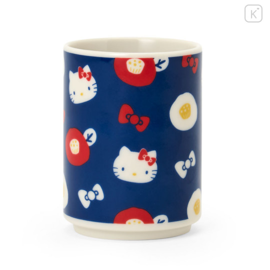 Japan Sanrio Japanese Tea Cup - Hello Kitty : Ribbon Navy - 1
