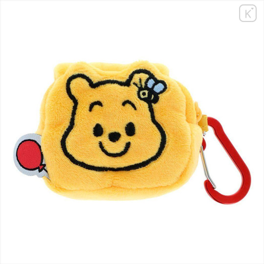 Japan Disney Mini Pouch with Carabiner - Pooh : Smile Face Art By Tarout - 1