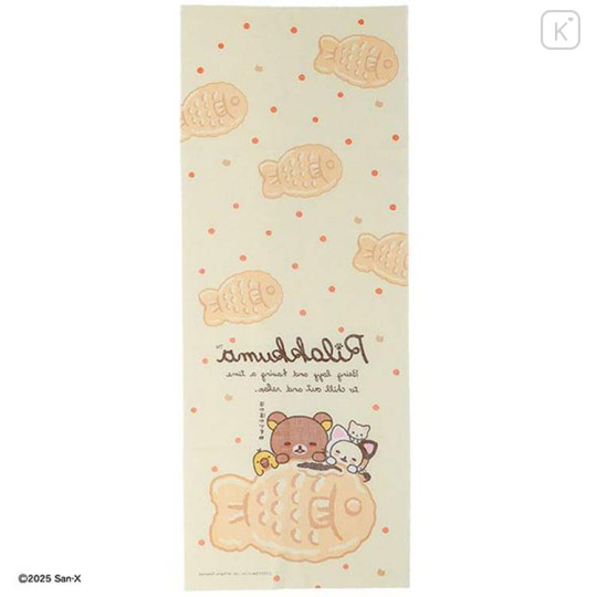 Japan San-x Japanese Tenugui Towel - Kiiroitori & Korilakkuma & Rilakkuma : Cozy Taiyaki - 2