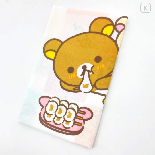Japan San-x Japanese Tenugui Towel - Kiiroitori & Korilakkuma & Rilakkuma : Afternoon Tea Mochi - 2