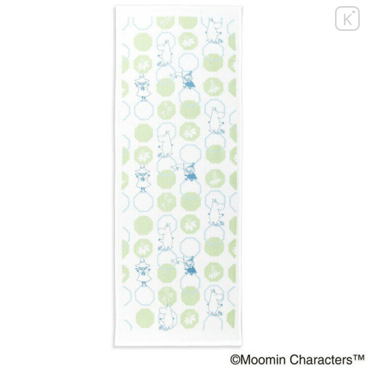 Japan Moomin Japanese Tenugui Towel - Little My & Moomintroll & Snufkin : Green - 2