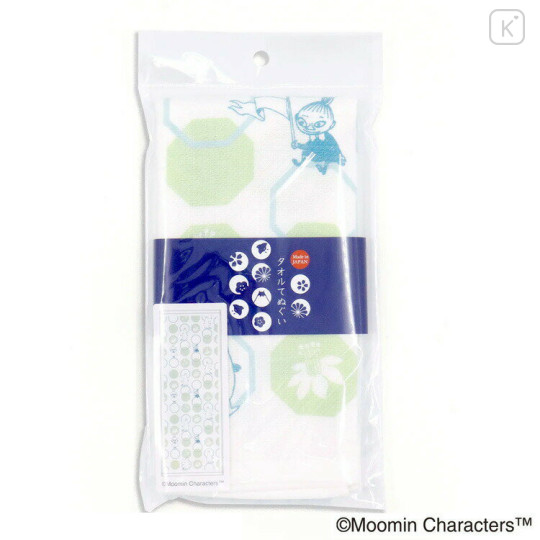 Japan Moomin Japanese Tenugui Towel - Little My & Moomintroll & Snufkin : Green - 3
