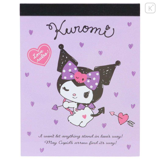 Japan Sanrio Mini Notepad - Kuromi : Love Rules - 1