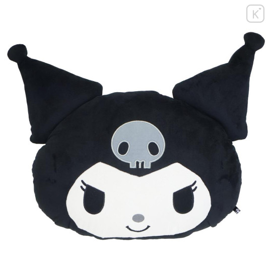 Japan Sanrio Die-cut Cushion - Kuromi : Face Monochrome - 1