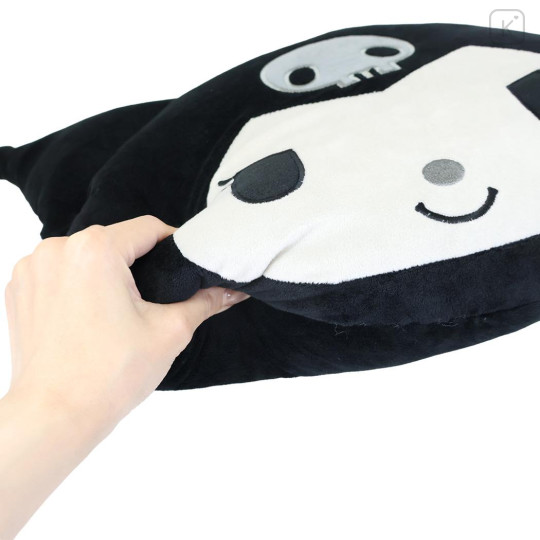 Japan Sanrio Die-cut Cushion - Kuromi : Face Monochrome - 3