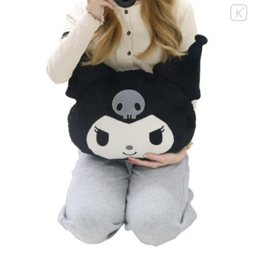 Japan Sanrio Die-cut Cushion - Kuromi : Face Monochrome - 4