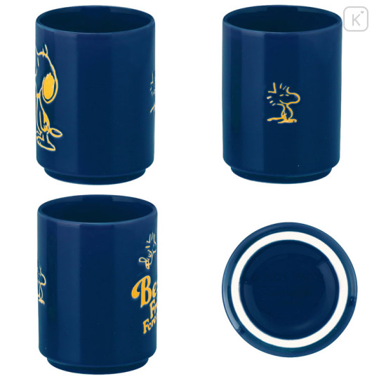 Japan Peanuts Japanese Tea Cup - Snoopy & Woodstock : Best Friends Forever Navy - 2