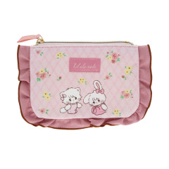 Japan Mikko Illustrations Frill Cosmetic Pouch - Lil ala mode Mousse & Cammy