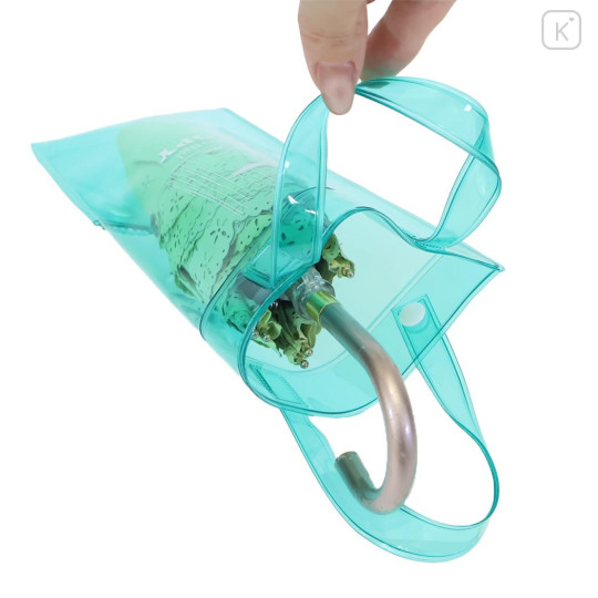 Japan Peanuts Rootote Clear PVC Portable Umbrella Pouch - Snoopy & Woodstock : Turquoise Waterproof Sleeve for Tote Bag Handle - 3