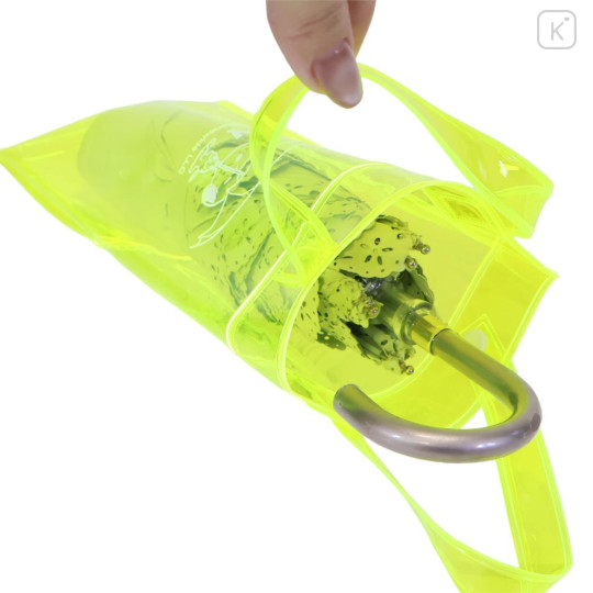 Japan Peanuts Rootote Clear PVC Portable Umbrella Pouch - Snoopy & Woodstock : Neon Yellow Waterproof Sleeve for Tote Bag Handle - 3