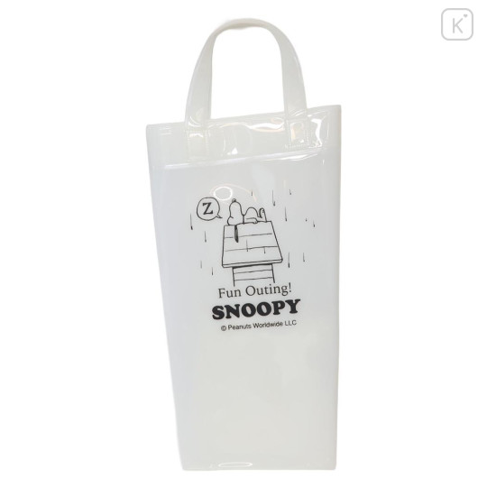 Japan Peanuts Rootote Clear PVC Portable Umbrella Pouch - Snoopy & Woodstock : White Waterproof Sleeve for Tote Bag Handle - 1