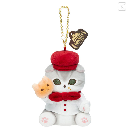 Japan Mofusand Mascot Keychain - Mofumofu Bakery Baker Cat Gray & White - 1