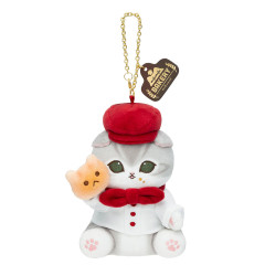 Japan Mofusand Mascot Keychain - Mofumofu Bakery Baker Cat Gray & White