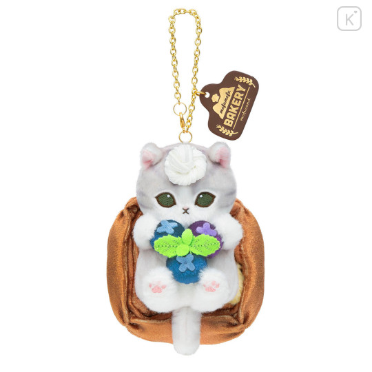 Japan Mofusand Mascot Keychain - Mofumofu Bakery Danish Meow Blueberry - 4
