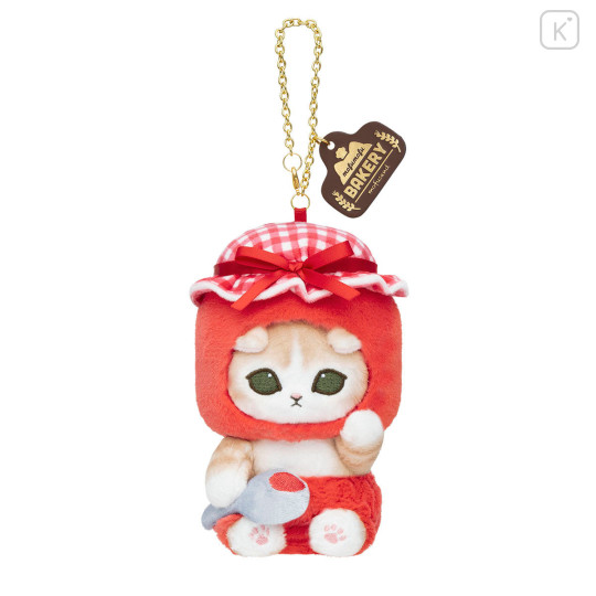 Japan Mofusand Mascot Keychain - Mofumofu Bakery Jam Meow Strawberry - 4