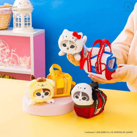 Japan Mofusand × Sanrio Cat Mascot in Outing Bag - Pochacco - 2