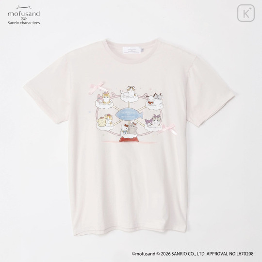 Japan Mofusand × Sanrio T-shirt (M) - Cloud Ferris Wheel Pale Pink - 3