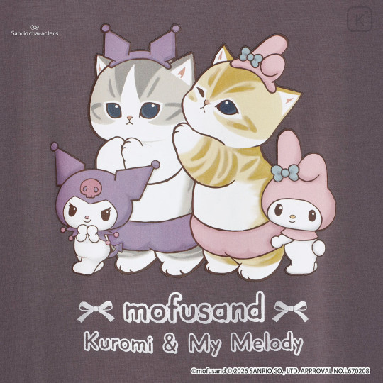 Japan Mofusand × Sanrio T-shirt (M) - Kuromi & My Melody : Sumi Black - 6