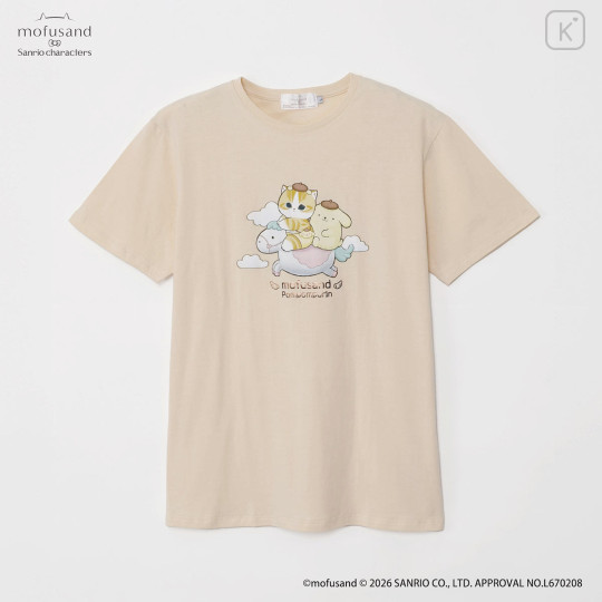Japan Mofusand × Sanrio T-shirt (L) - Pompompurin : Pale Yellow - 1