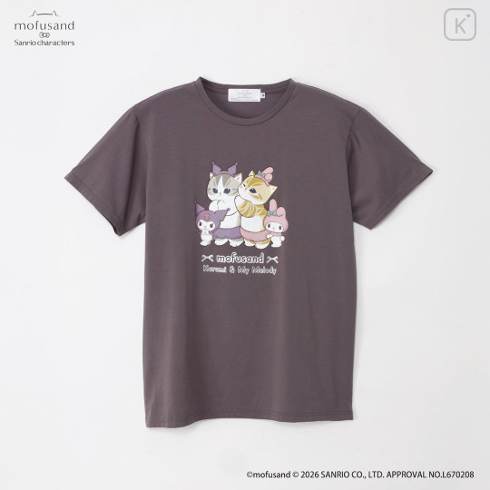 Japan Mofusand × Sanrio T-shirt (L) - Kuromi & My Melody : Sumi Black - 3