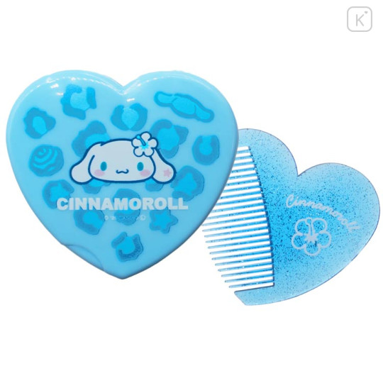 Japan Sanrio Heart-shaped Mirror & Comb - Cinnamoroll : Y2K Leopard - 1