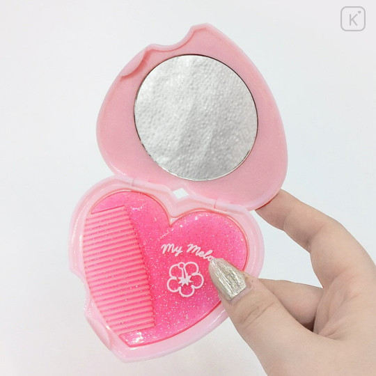 Japan Sanrio Heart-shaped Mirror & Comb - My Melody : Y2K Leopard - 2