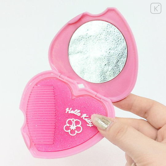 Japan Sanrio Heart-shaped Mirror & Comb - Hello Kitty : Y2K Leopard - 2