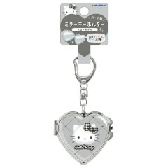 Japan Sanrio Locket Mirror Keychain - Hello Kitty : Monochrome