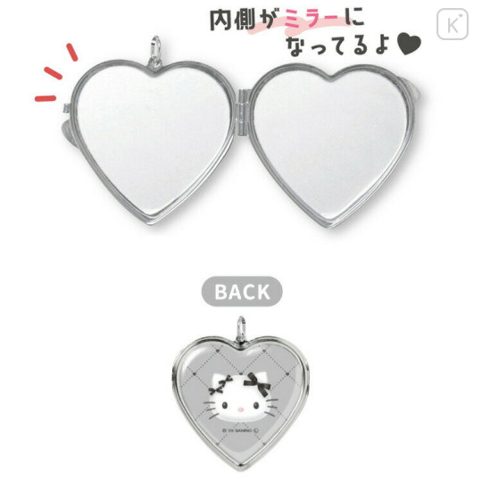 Japan Sanrio Locket Mirror Keychain - Hello Kitty : Monochrome - 2
