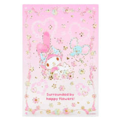 Japan Sanrio Greeting Card - My Melody : Clear Gold Foil Surrounded By Happy Flower