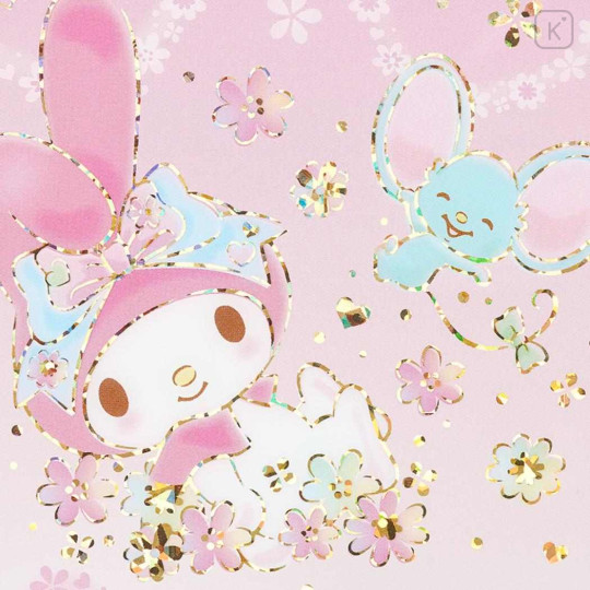 Japan Sanrio Greeting Card - My Melody : Clear Gold Foil Surrounded By Happy Flower - 2